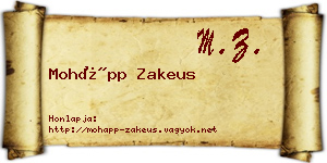 Mohápp Zakeus névjegykártya